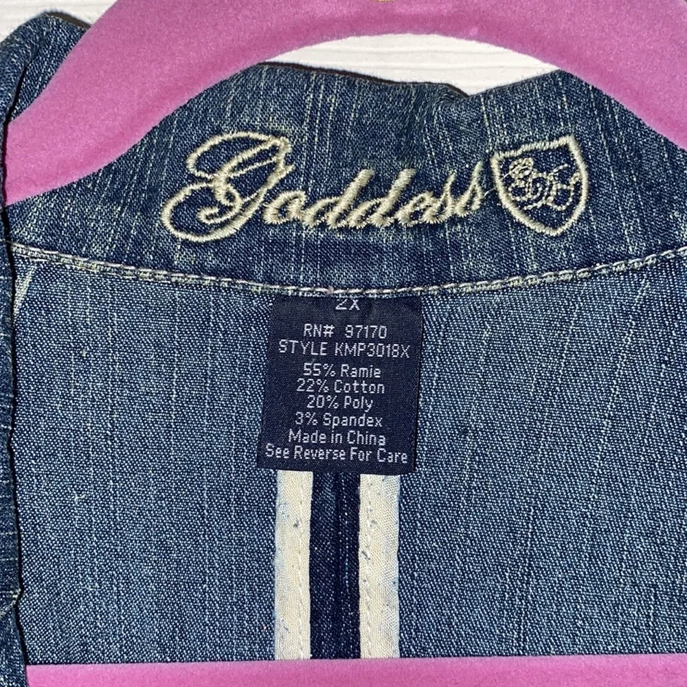 Goddess Blue Jean Jacket with sparkles! 2X - Picture 4 of 9